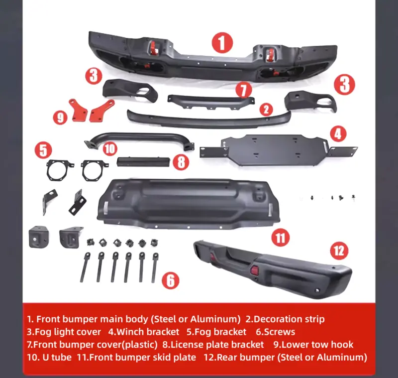 Jeep Wrangler Front Bumper JL JT Mopar Style Steel