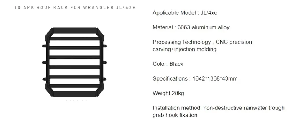 Tengqian Ark Roof Rack Platform for Jeep Wrangler JL/4XE/Gladiator JT
