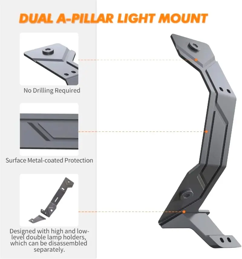 TENGQIAN Dual A-Pillar Light Mounting Brackets