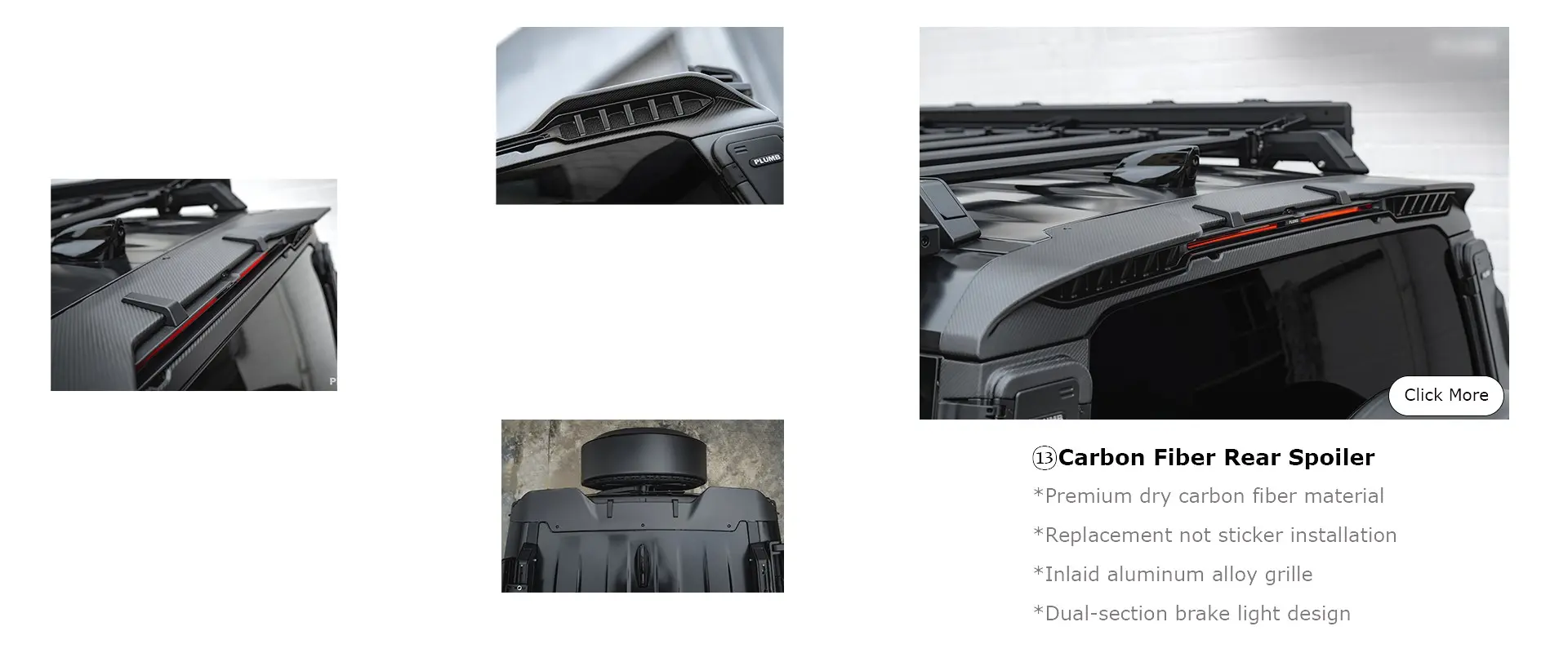 Plumb defender parts Carbon Fiber Rear Spoiler